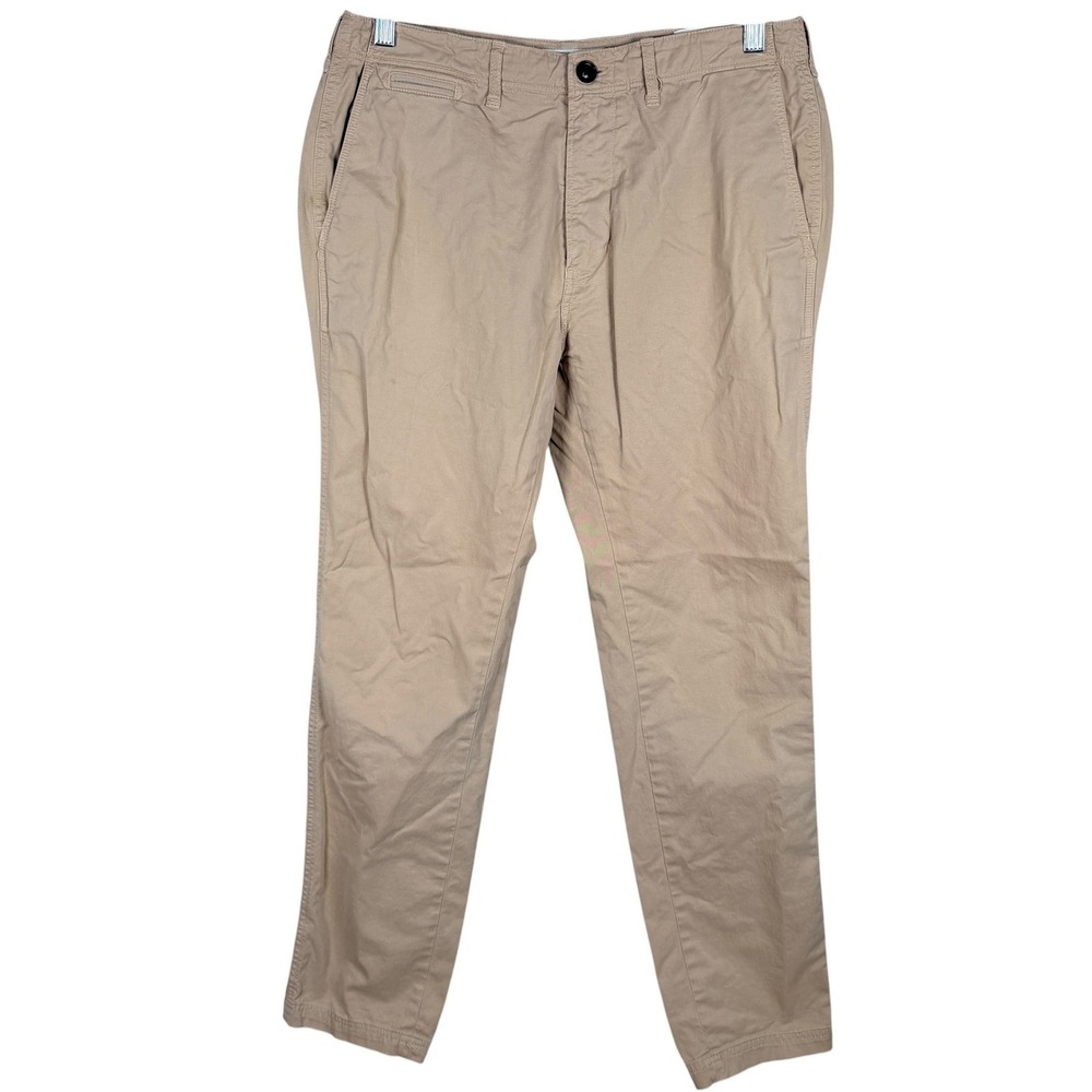 Billy Reid Slim Cut Chino Pants Mens 31x30 Tan Cotton Stretch Khaki read